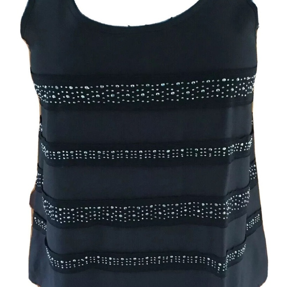 Rock & Republic Black Tank Top with Silver Accents